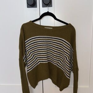 Urban Outfitters Green and Black Crew Neck Sweater